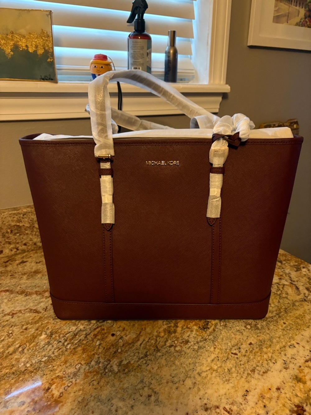 MICHAEL KORS Chestnut oxblood Leather Tote